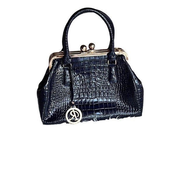 〰️ RIME & CO 〰️ Classy Double-sided Croc Print Patent Leather Handbag 👜 - Picture 2 of 13